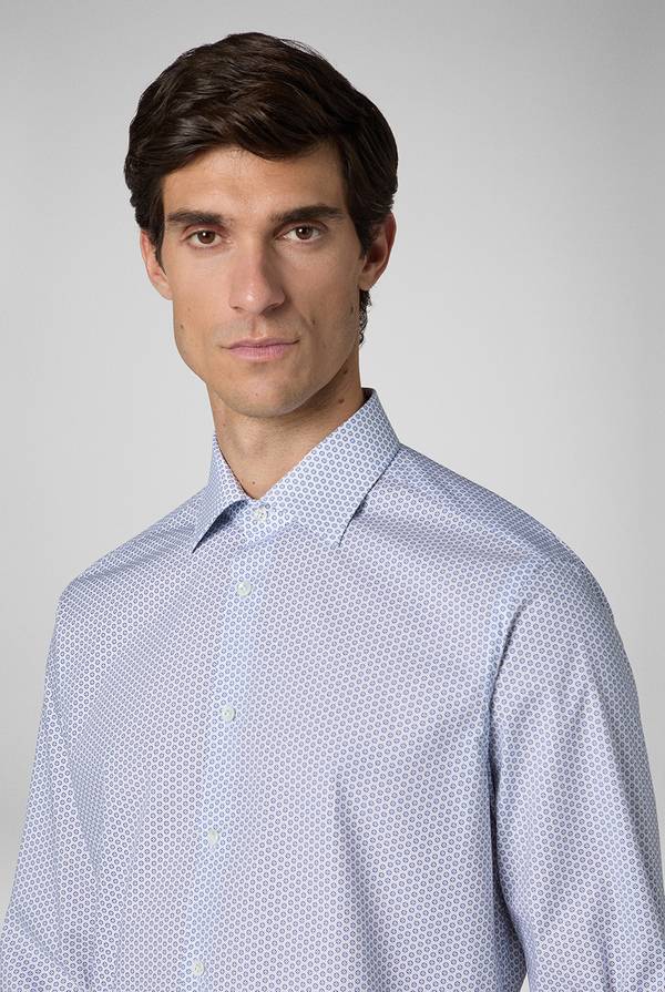 Lab. Pal Zileri Camicia in puro cotone con stampa circolare Vendita Calda