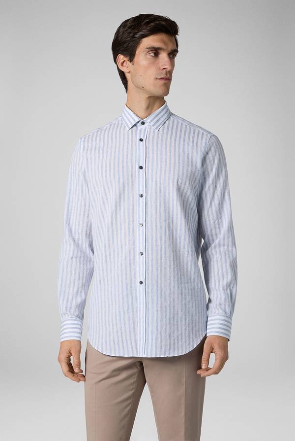 Lab. Pal Zileri Camicia a macro righe bianche e azzurre Vendite Flash