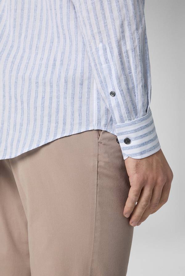 Lab. Pal Zileri Camicia a macro righe bianche e azzurre Vendite Flash