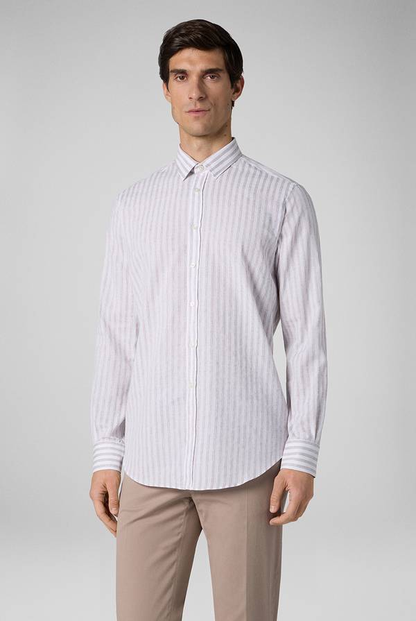 Lab. Pal Zileri Camicia a macro righe bianche e azzurre Negozio