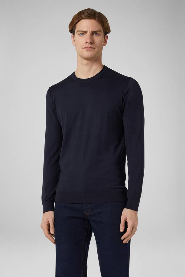 Lab. Pal Zileri Girocollo in maglia con dettagli verde laguna Sconto
