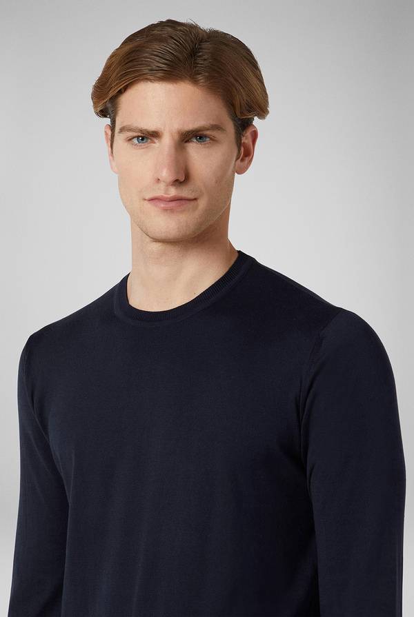 Lab. Pal Zileri Girocollo in maglia con dettagli verde laguna Sconto