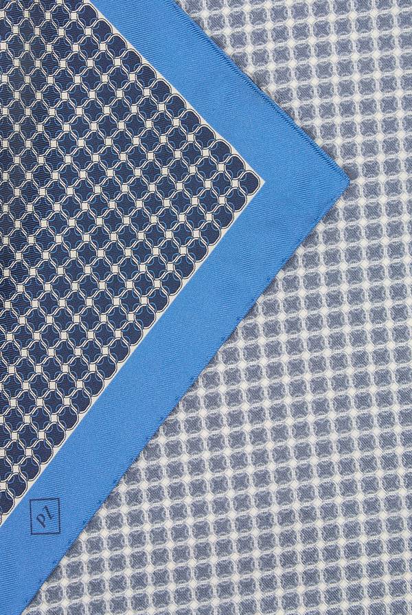 Lab. Pal Zileri Pochette in seta stampata con piping a contrasto Vendita Calda