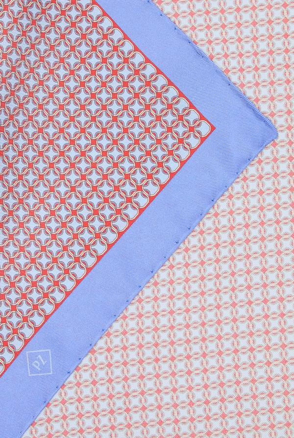 Lab. Pal Zileri Pochette in seta stampata con piping a contrasto Nuova