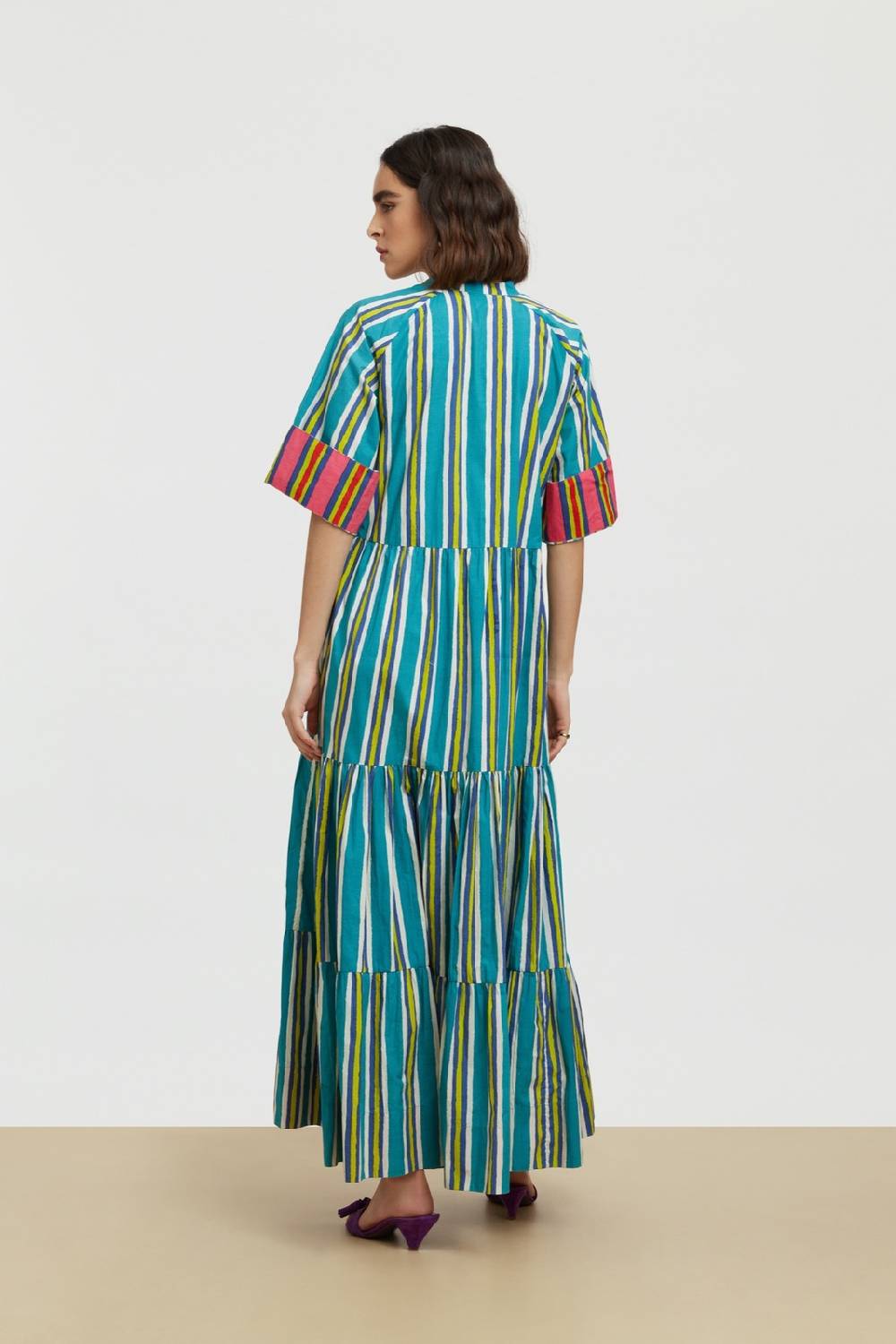 Lisa Corti abito rambagh crazy stripes peacock Promozione