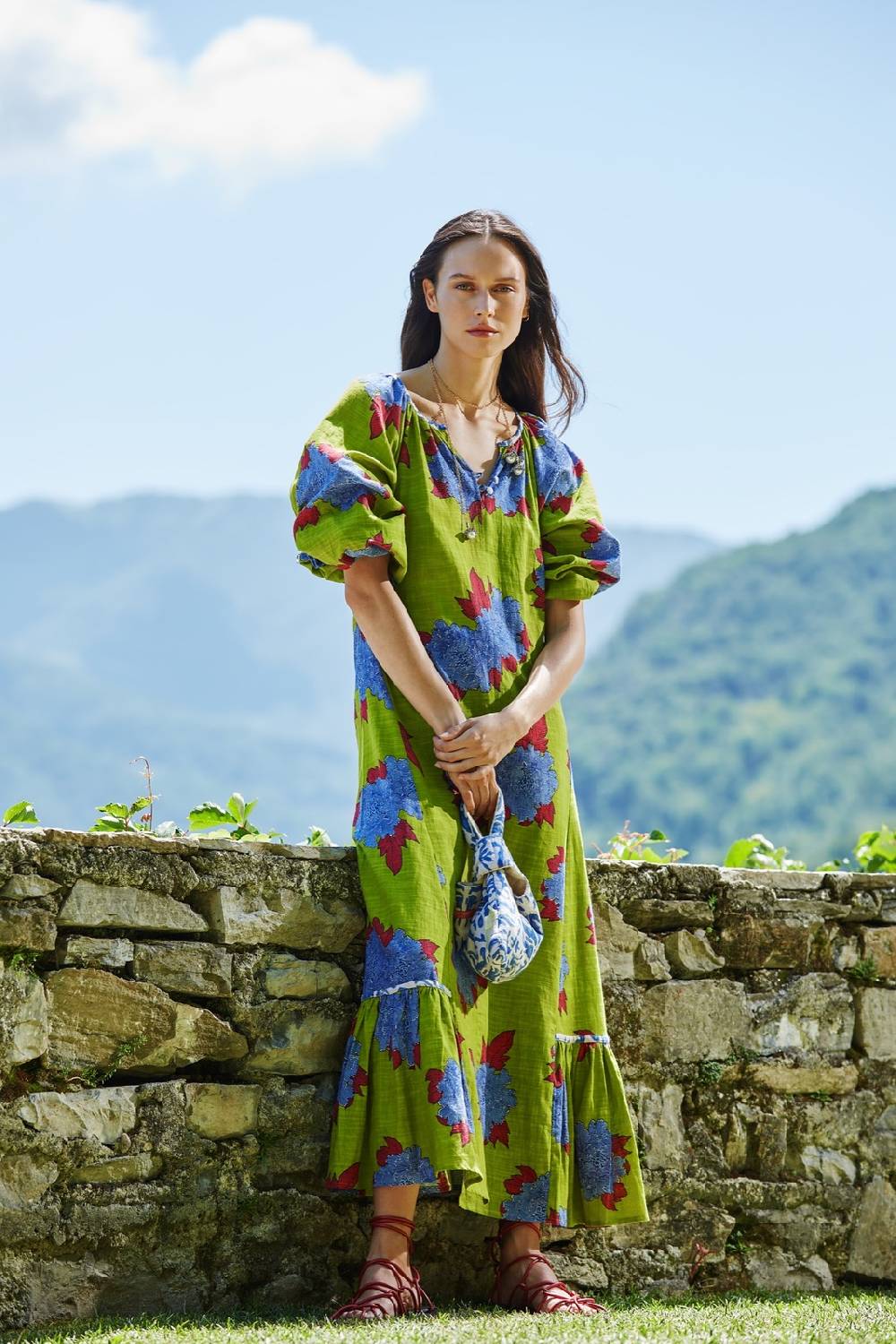 Lisa Corti abito mandili abhanery peony acid green Negozi Online