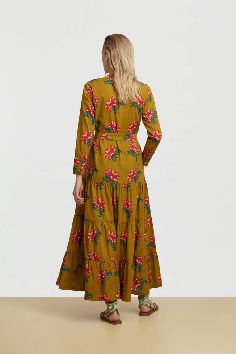 Lisa Corti abito tulsi tangeri rose olive green Consegna Veloce