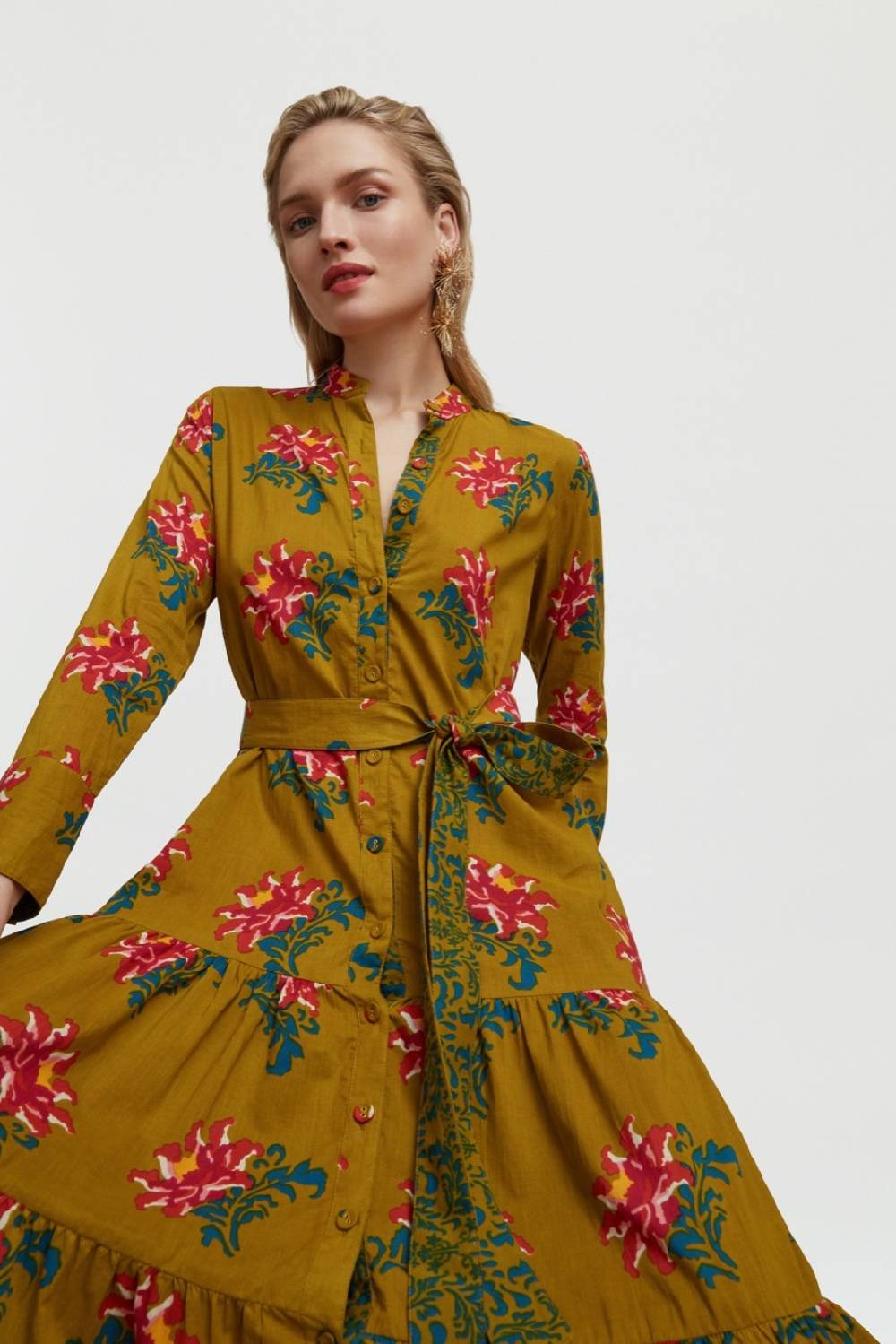 Lisa Corti abito tulsi tangeri rose olive green Consegna Veloce