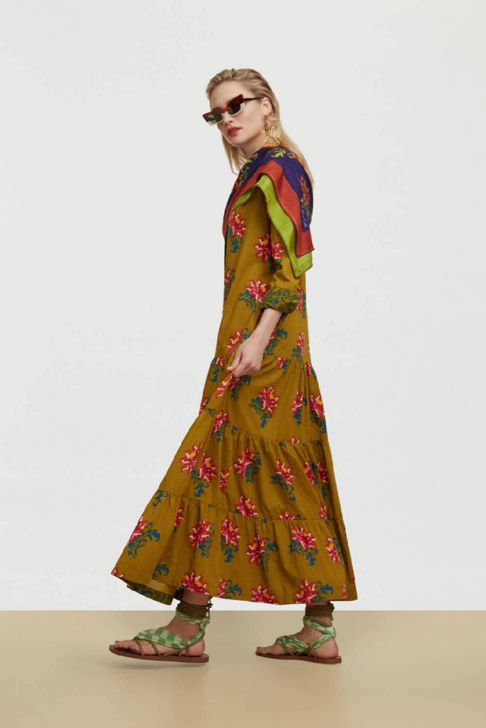 Lisa Corti abito tulsi tangeri rose olive green Consegna Veloce