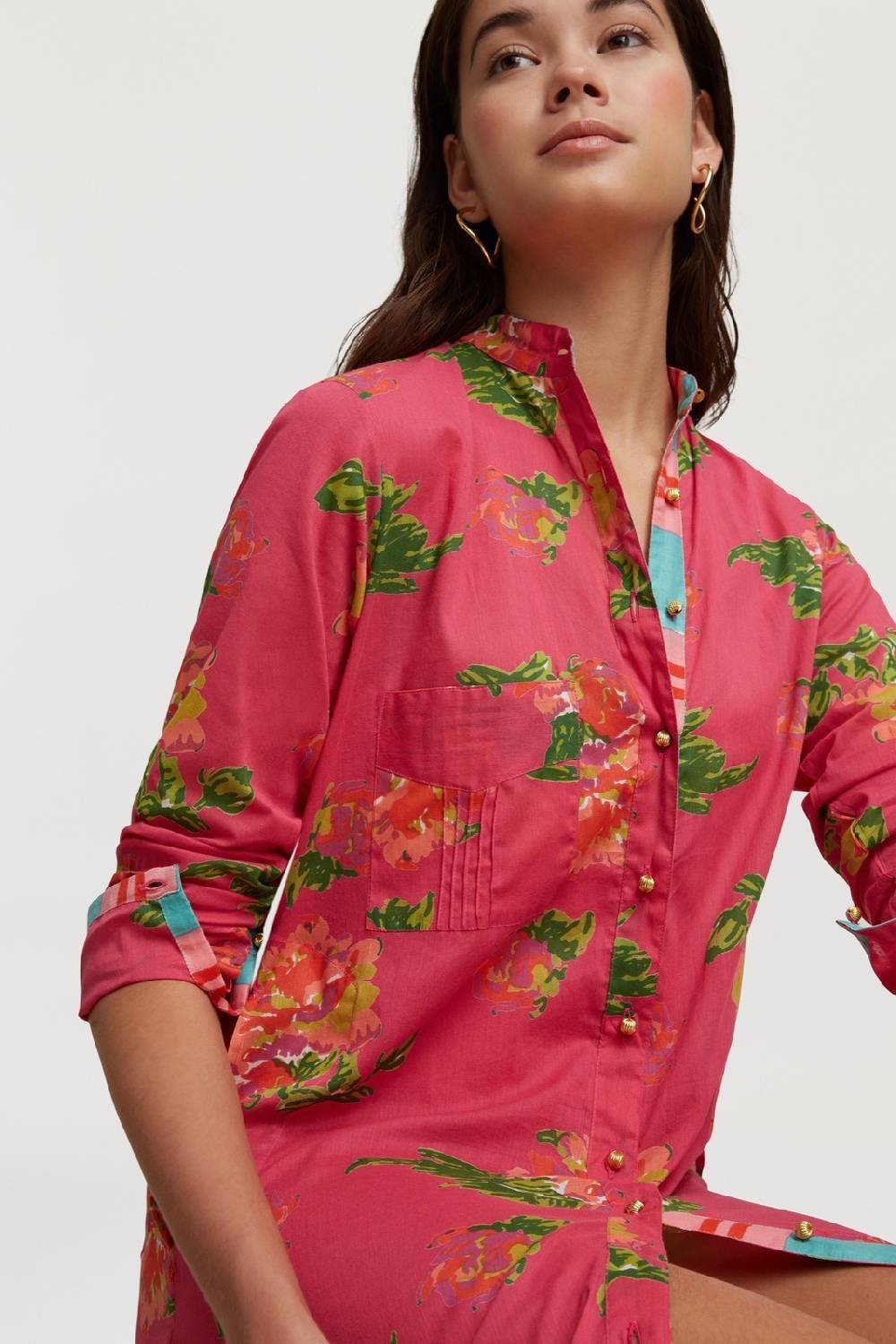 Lisa Corti kurta lunga aperta azhar flower fuxia Shopping Online