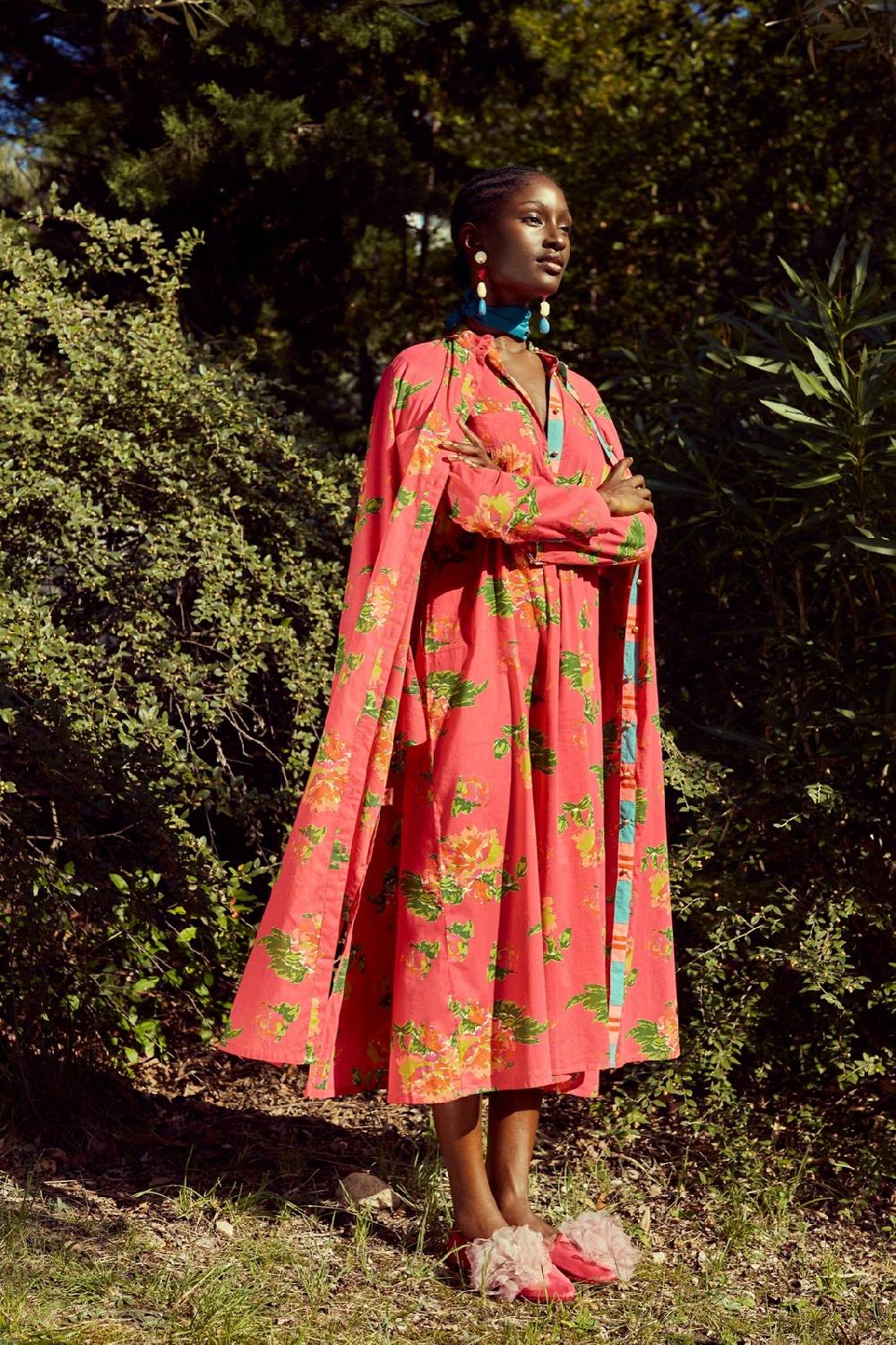 Lisa Corti kurta lunga aperta azhar flower fuxia Shopping Online