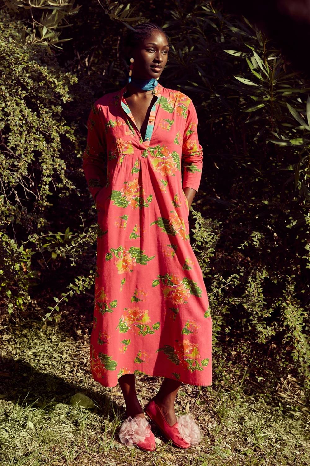 Lisa Corti kurta lunga azhar flower fuxia Convenienza