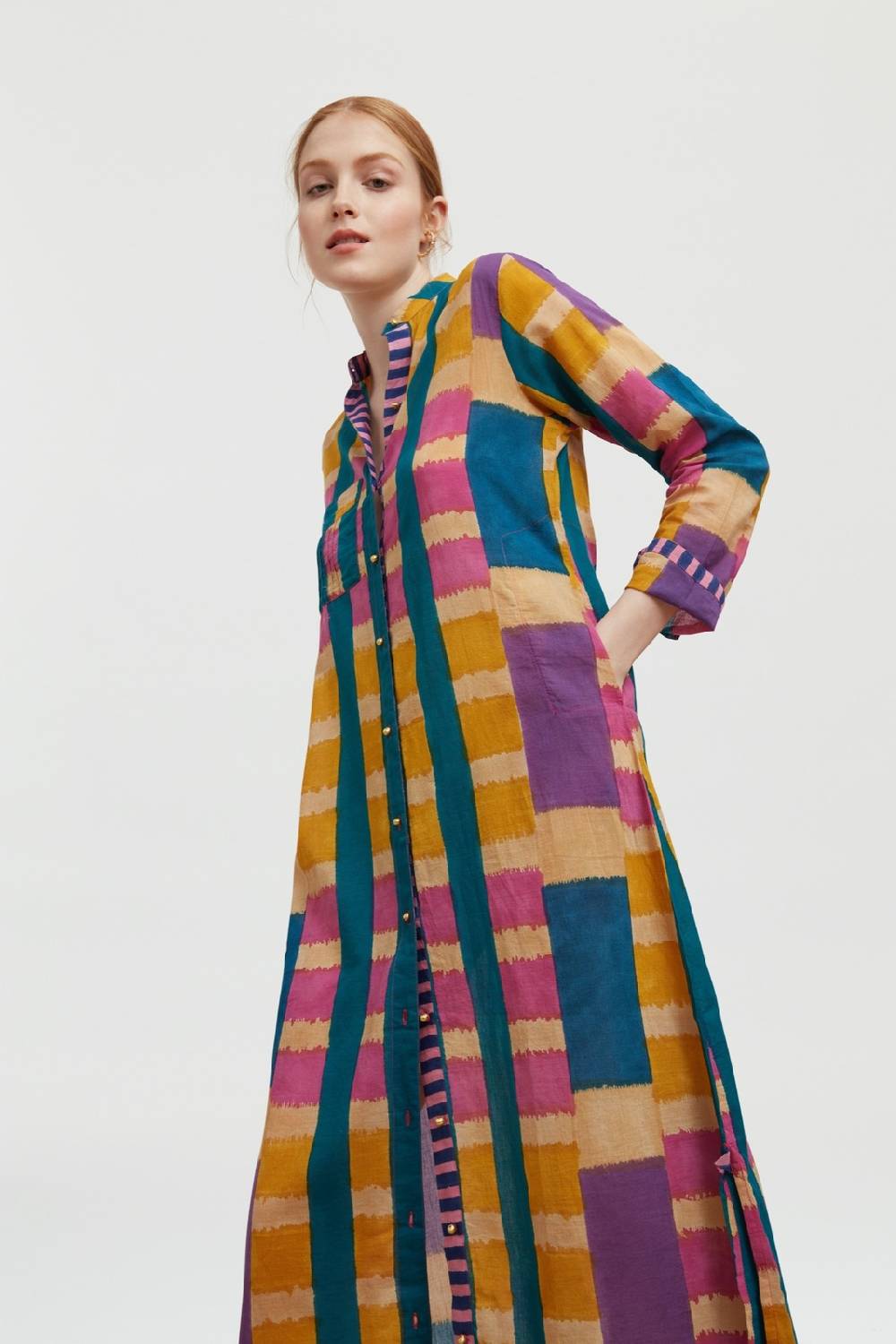 Lisa Corti kurta lunga aperta ankara mustard Novità