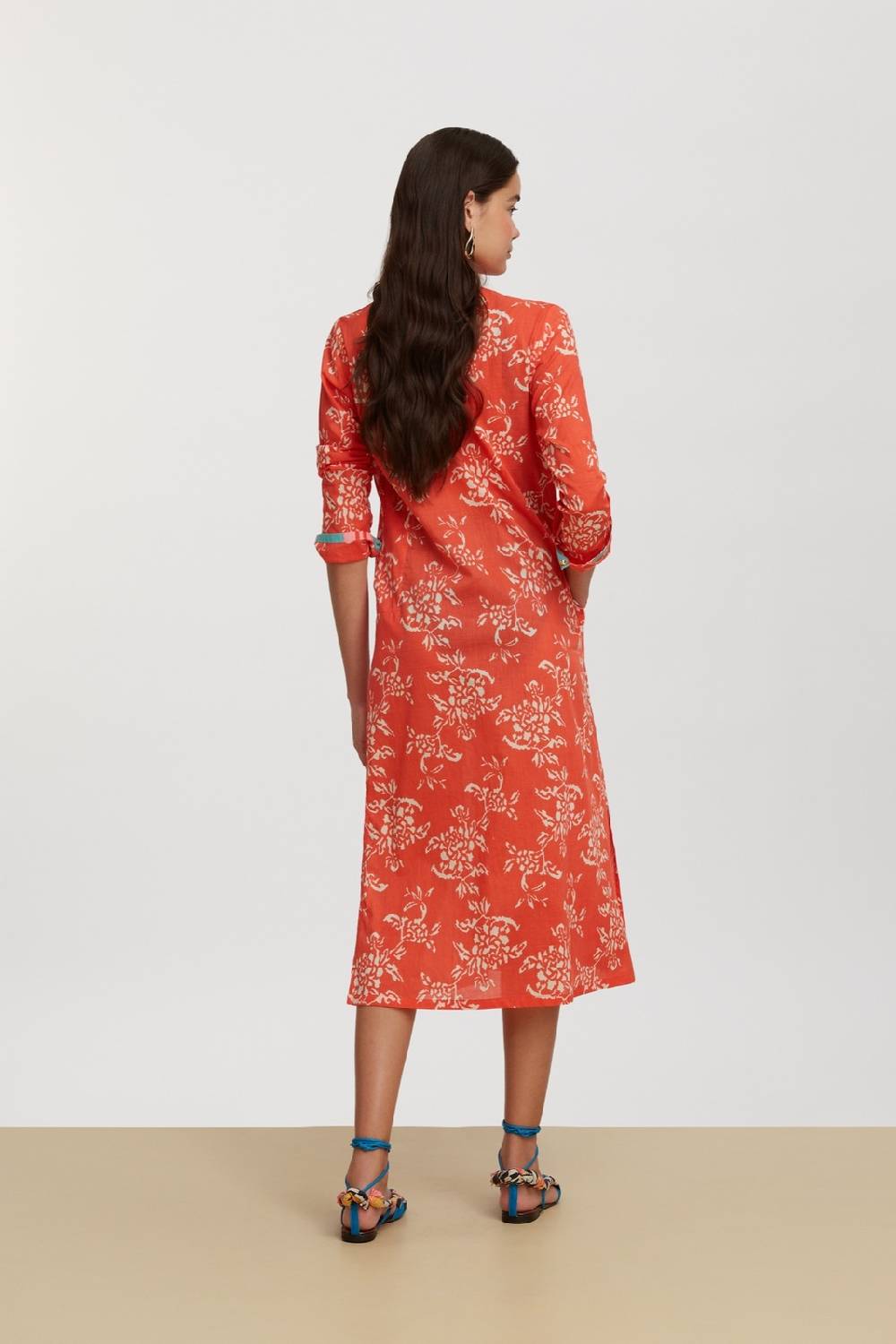 Lisa Corti kurta lunga aperta kandem design coral Presa