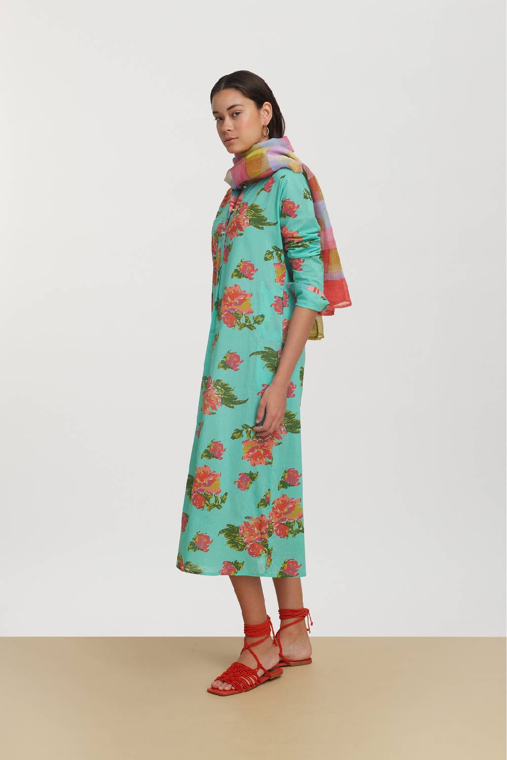 Lisa Corti kurta lunga azhar flower aqua Sconto