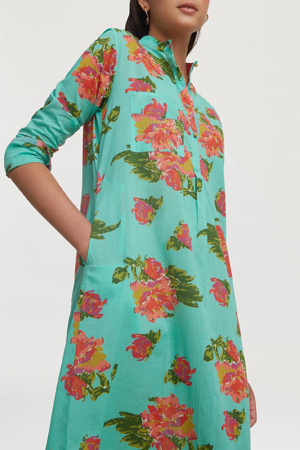 Lisa Corti kurta lunga azhar flower aqua Sconto