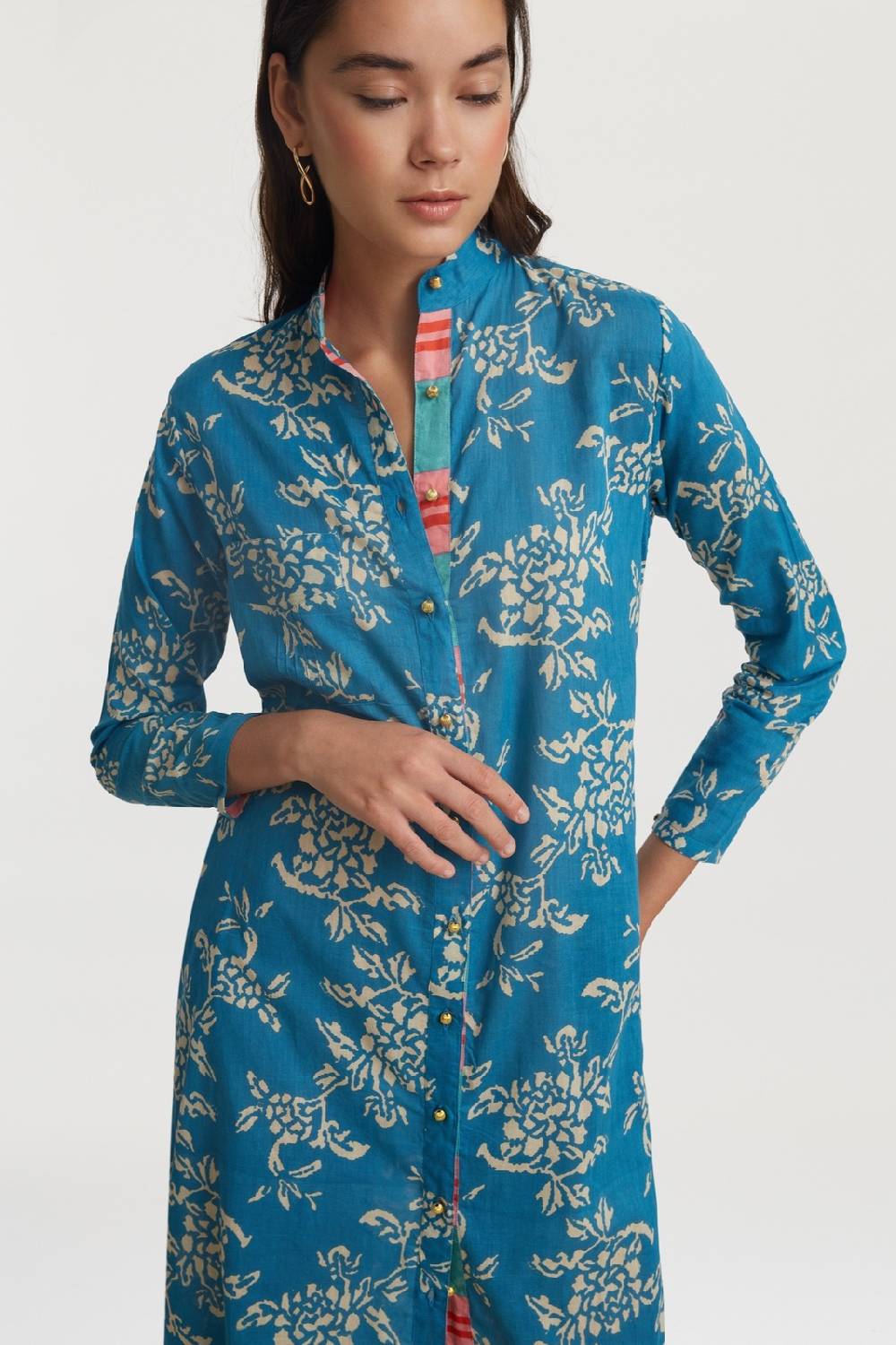 Lisa Corti kurta lunga aperta kandem design turquoise Offerta