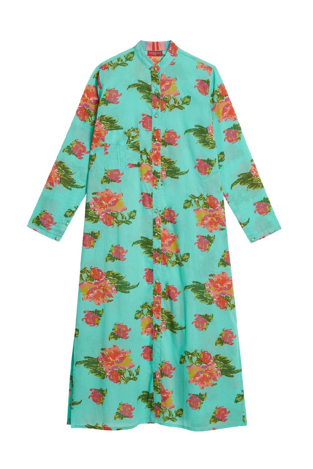 Lisa Corti kurta lunga aperta azhar flower aqua Online