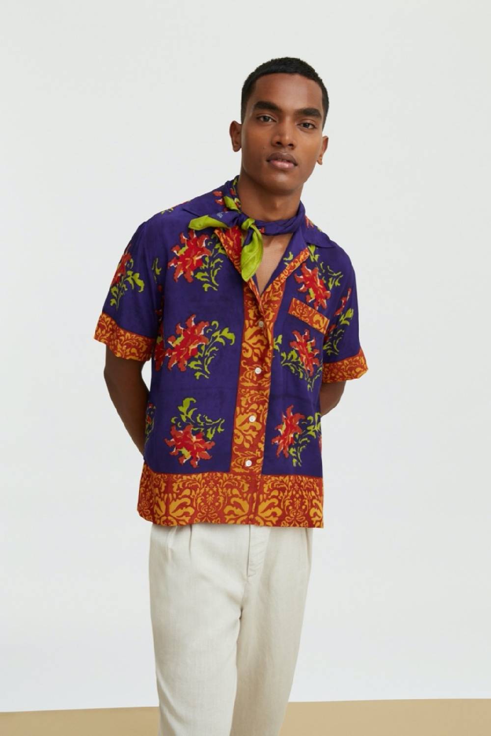Lisa Corti camicia foulard tangeri flower purple Negozio