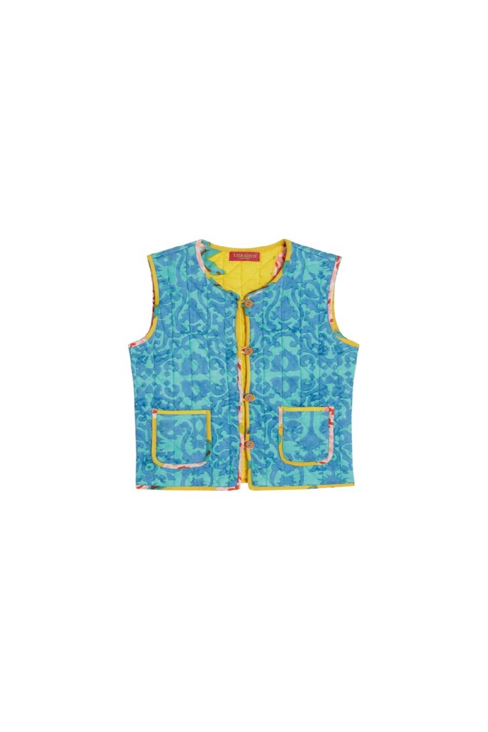 Lisa Corti gilet bambino damask design blue Prezzo Ridotto