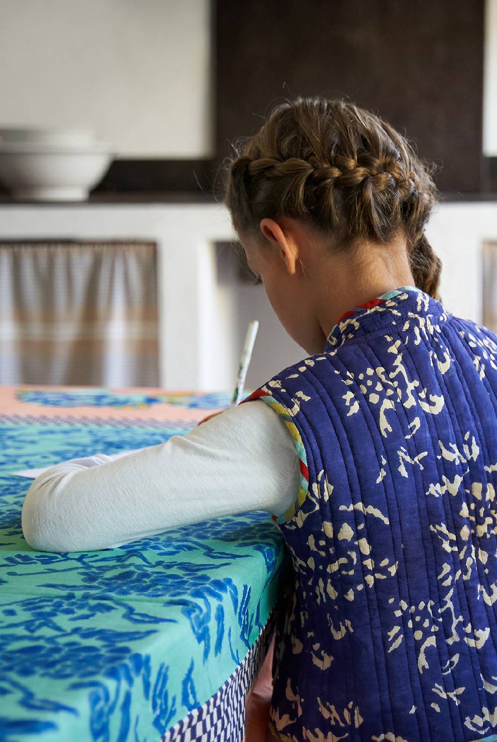 Lisa Corti gilet bambino damask design blue Prezzo Ridotto