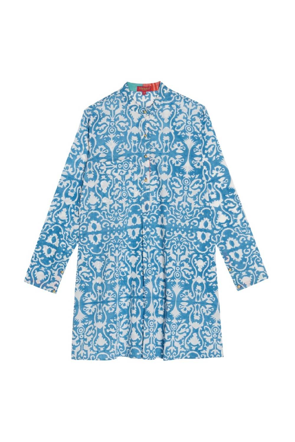 Lisa Corti kurta corta damask design white blue 2025