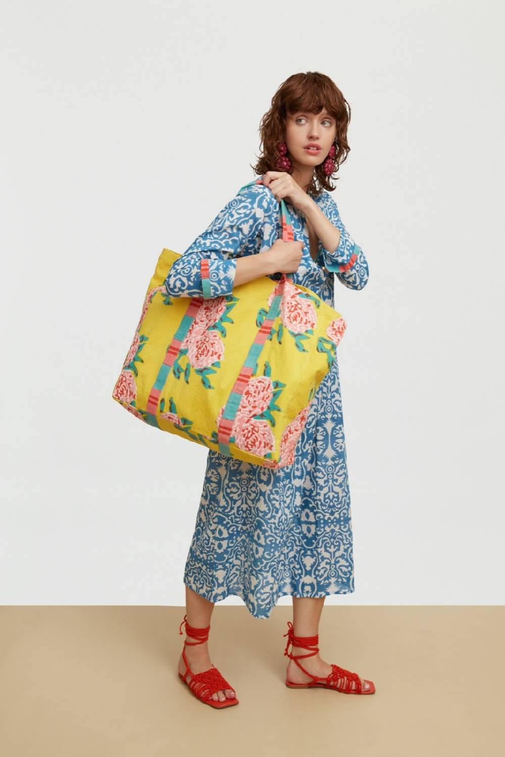 Lisa Corti kurta lunga damask design white blue Nuovo