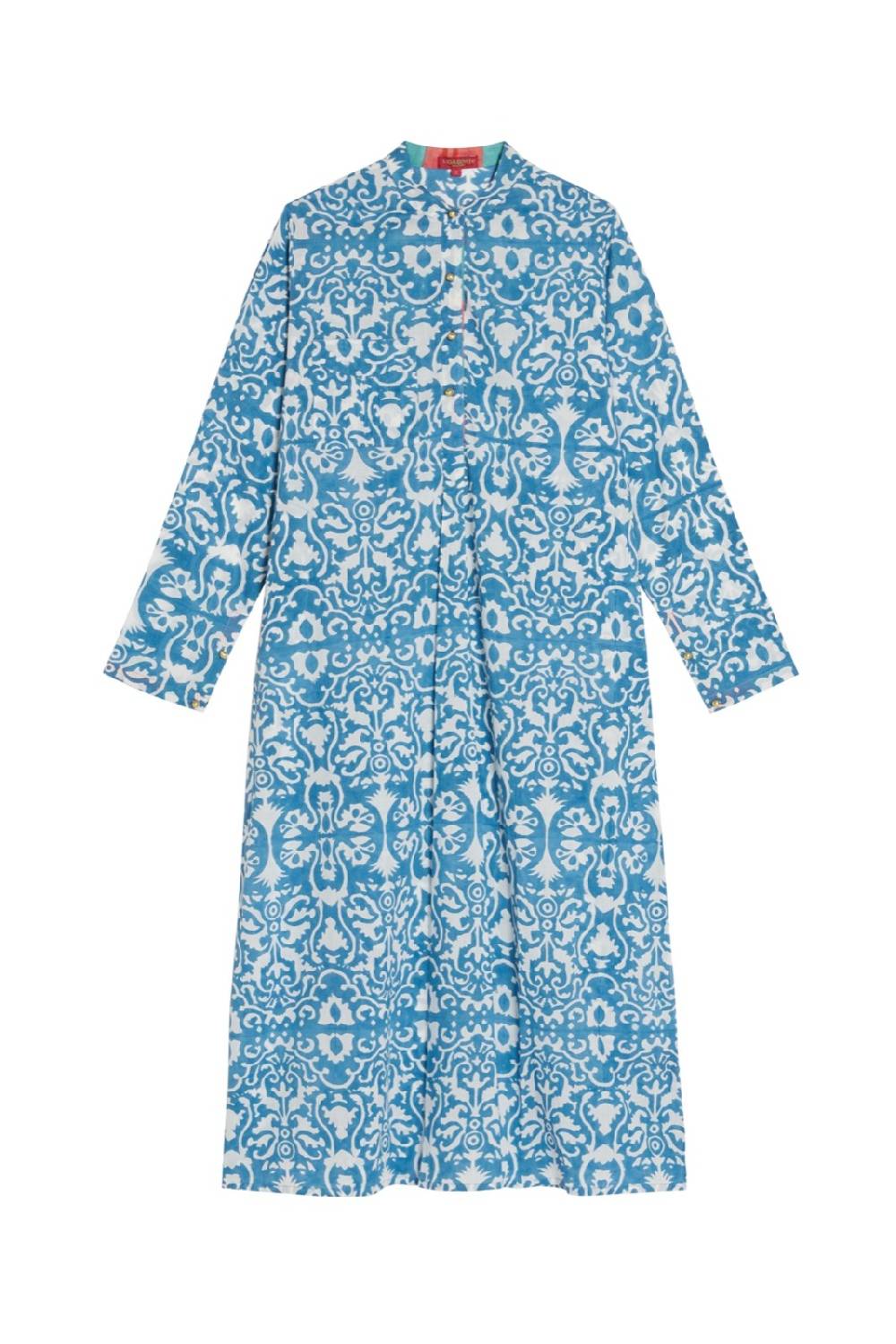 Lisa Corti kurta lunga damask design white blue Nuovo