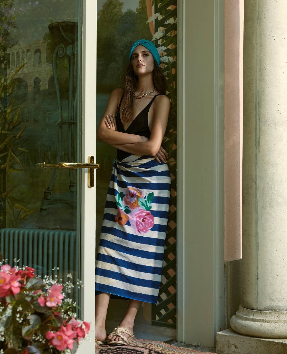 Lisa Corti pareo nizam stripes blue natural Promozione