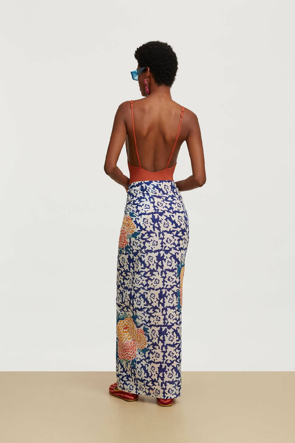 Lisa Corti pareo arabesque corolla blue natural Offerte