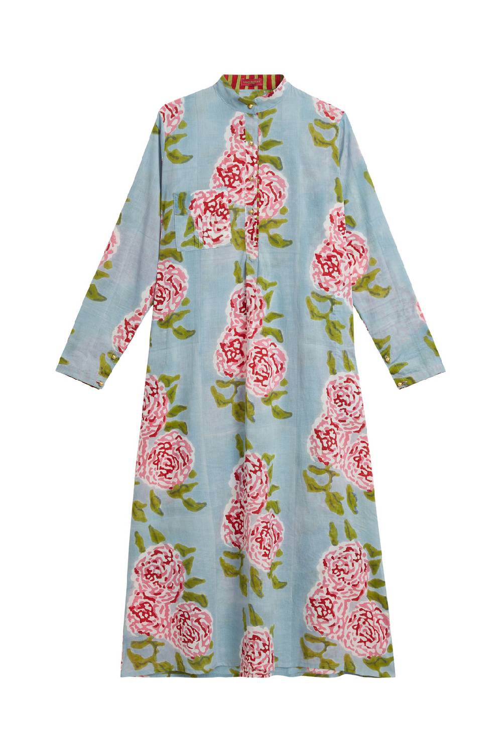 Lisa Corti kurta lunga leopard flower sky light blue Soddisfazione Garantita