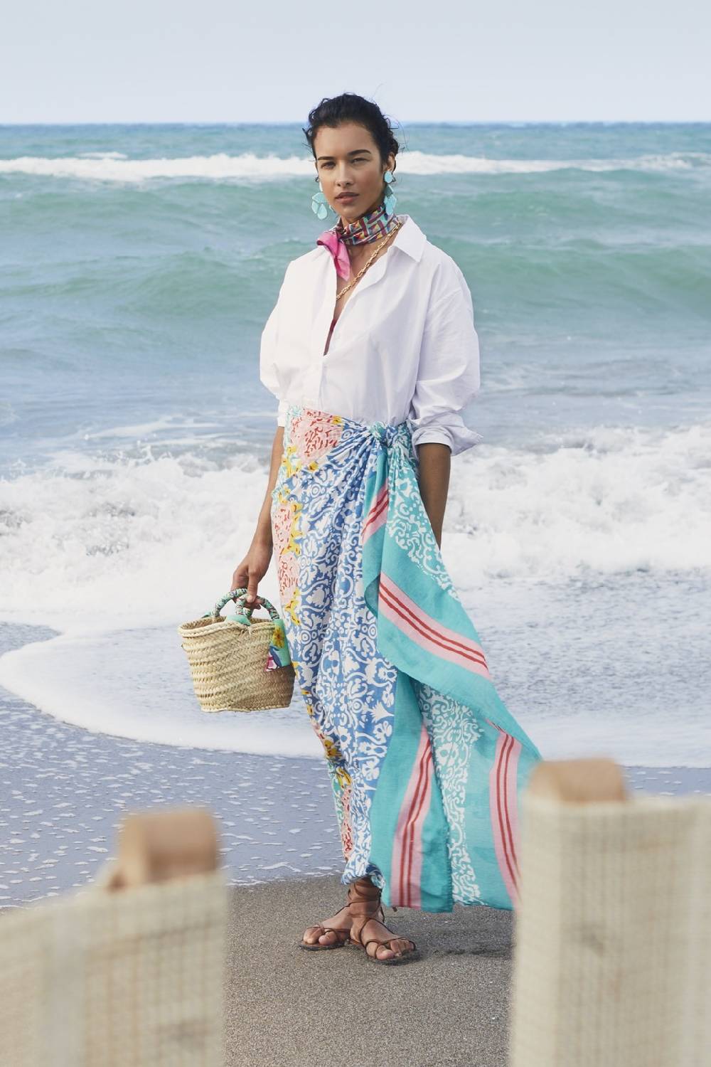 Lisa Corti borsa mercato in paglia aqua -rebecca de ravenel x lisa corti Negozio
