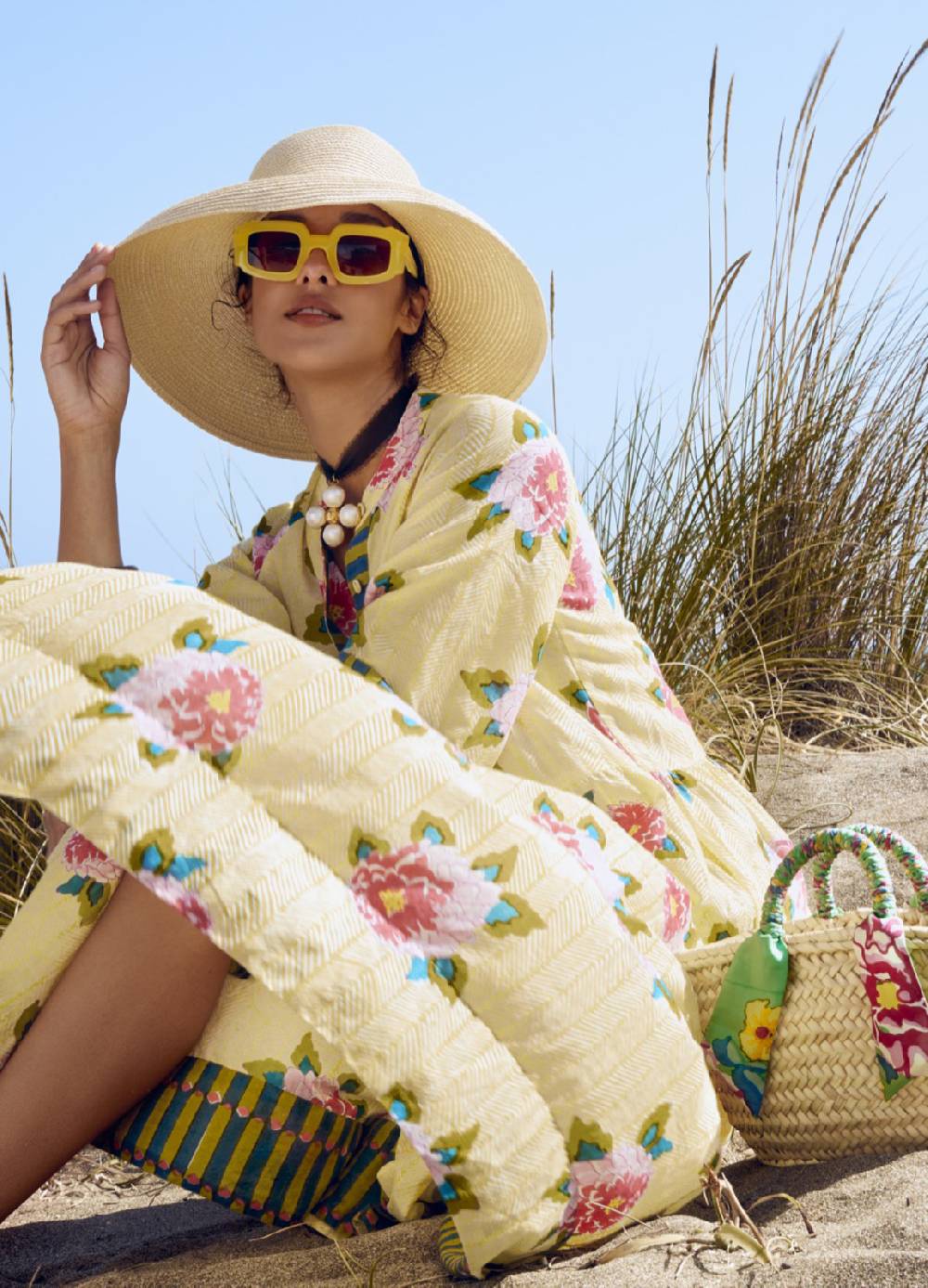 Lisa Corti borsa mercato in paglia aqua -rebecca de ravenel x lisa corti Negozio