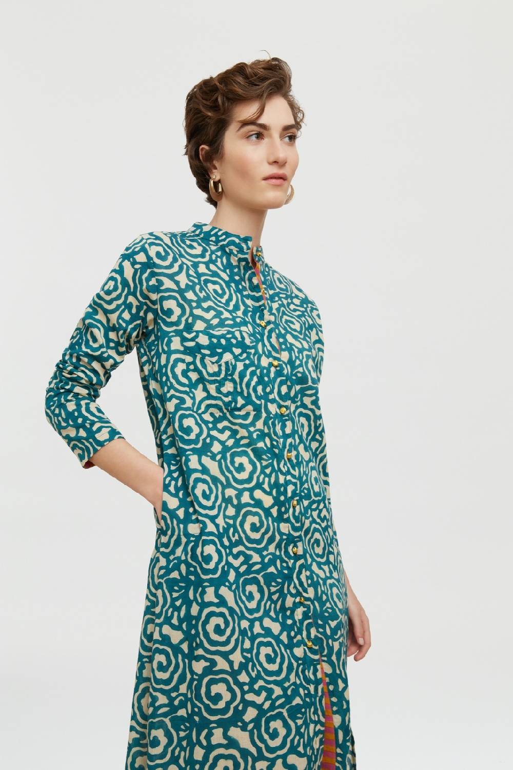 Lisa Corti kurta lunga aperta spiral peacock natural Shopping Online