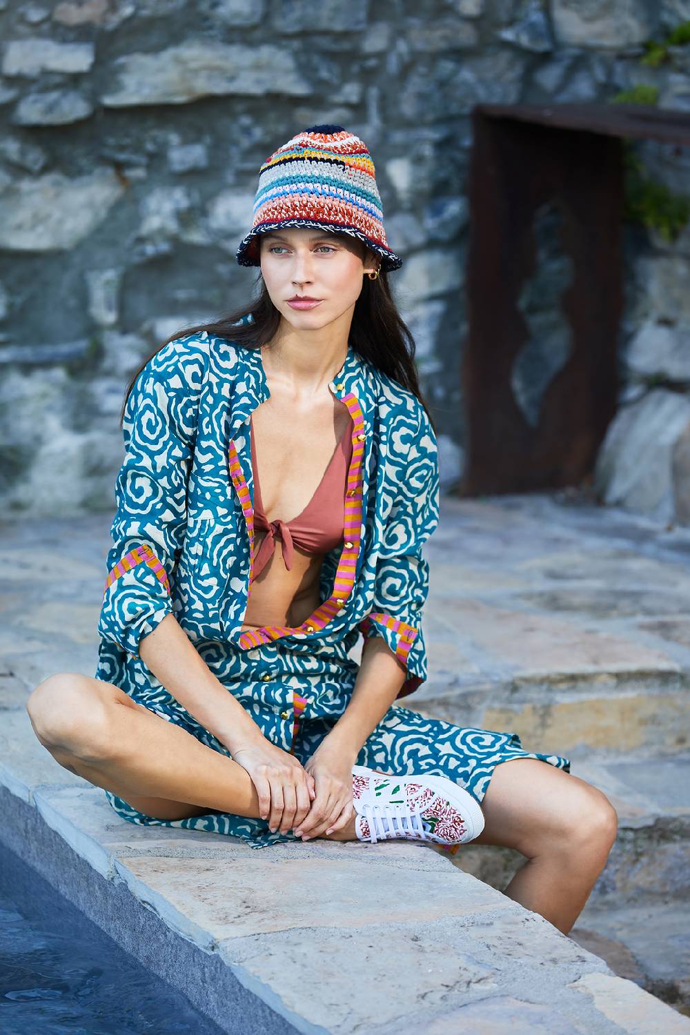 Lisa Corti kurta lunga aperta spiral peacock natural Shopping Online
