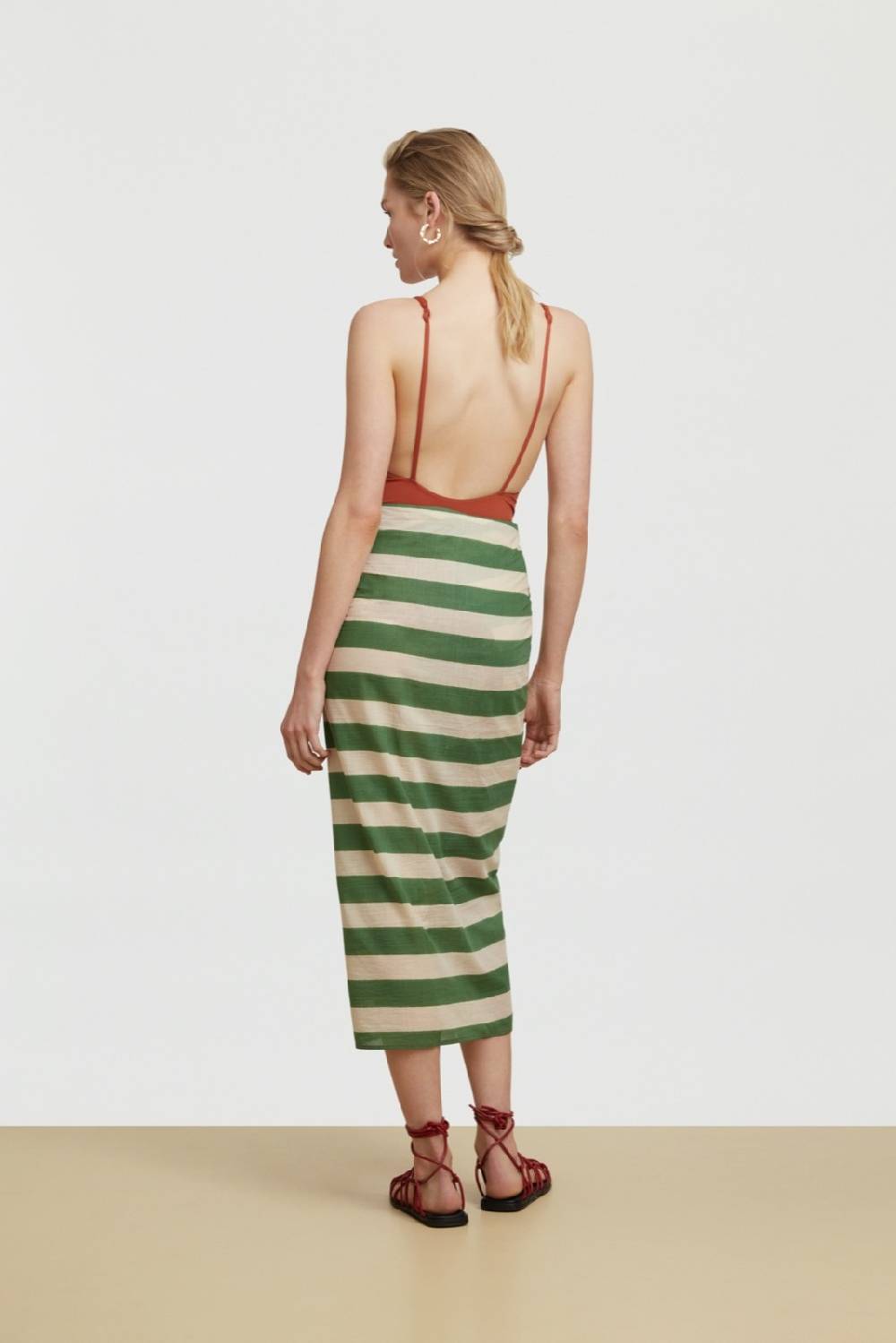 Lisa Corti pareo nizam stripes green natural Affare Del Giorno