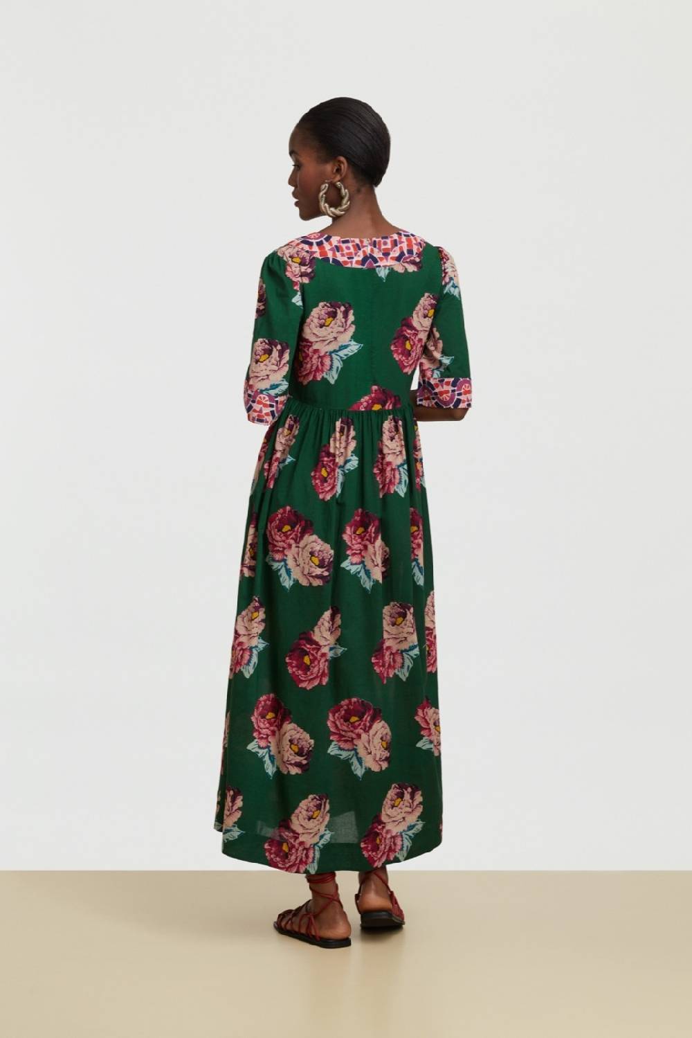 Lisa Corti abito gypsy folk rose green Offerta