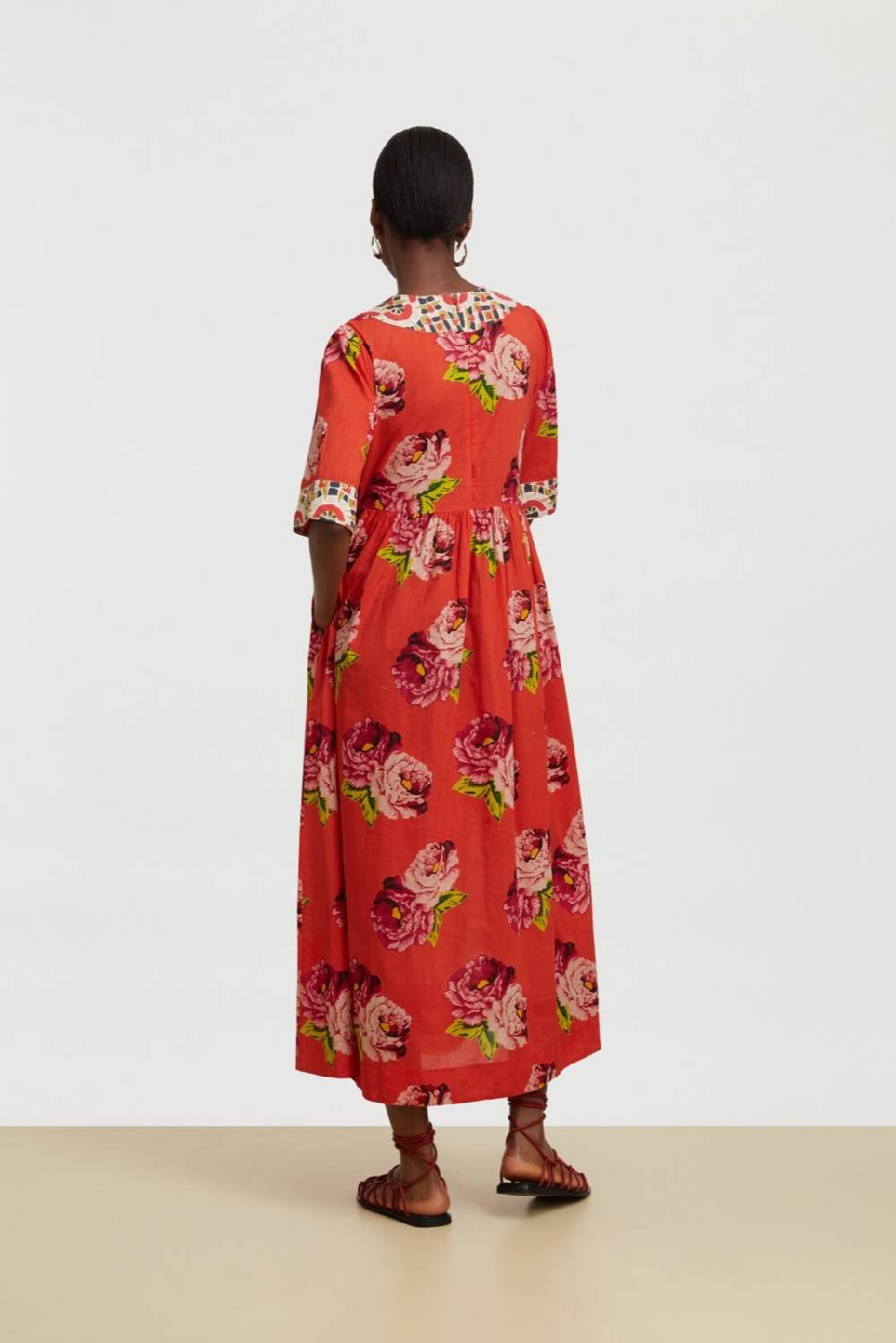 Lisa Corti abito gypsy folk rose coral Economico