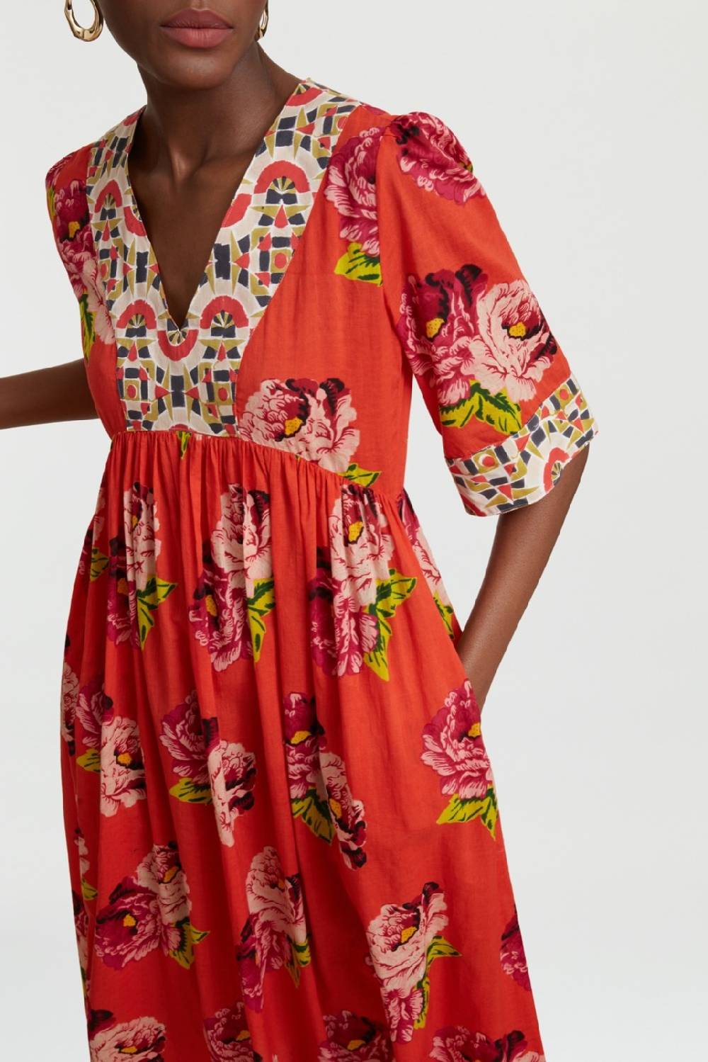 Lisa Corti abito gypsy folk rose coral Economico