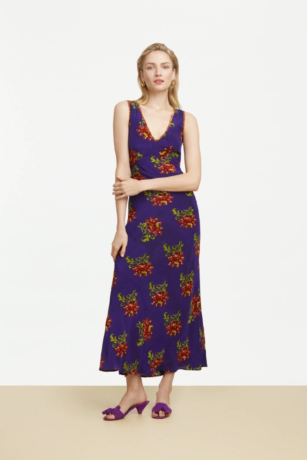 Lisa Corti abito sofia tangeri flower purple