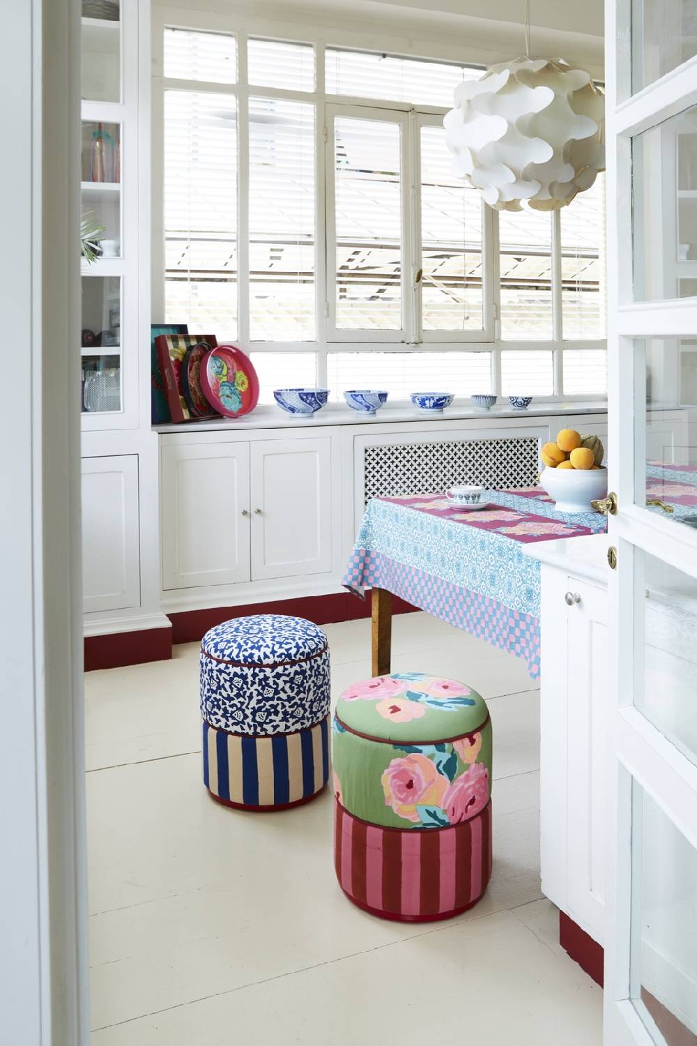 Lisa Corti pouf arabesque blue stripes blue natural Nuova