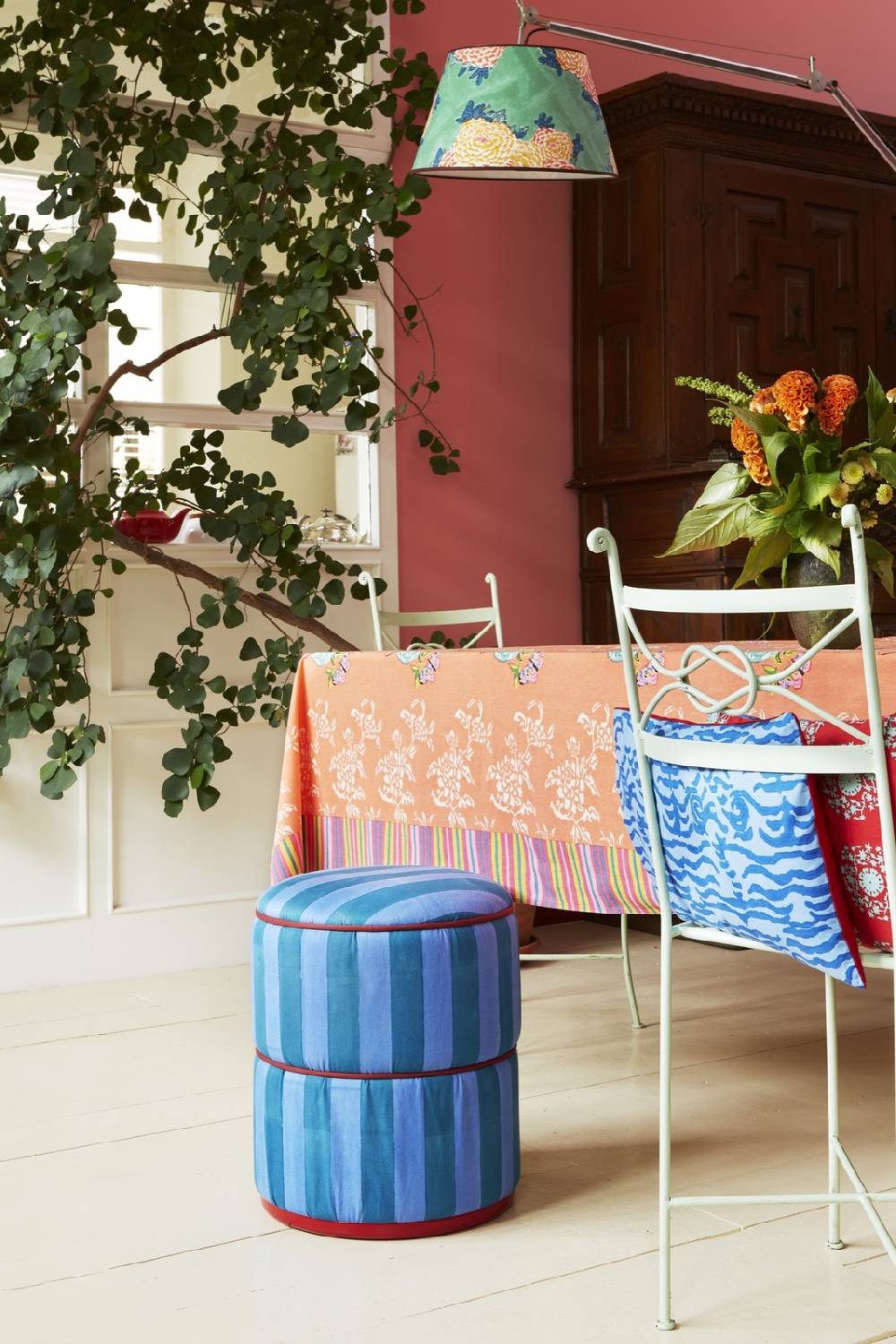 Lisa Corti pouf stripes ferozi sugar Online Outlet