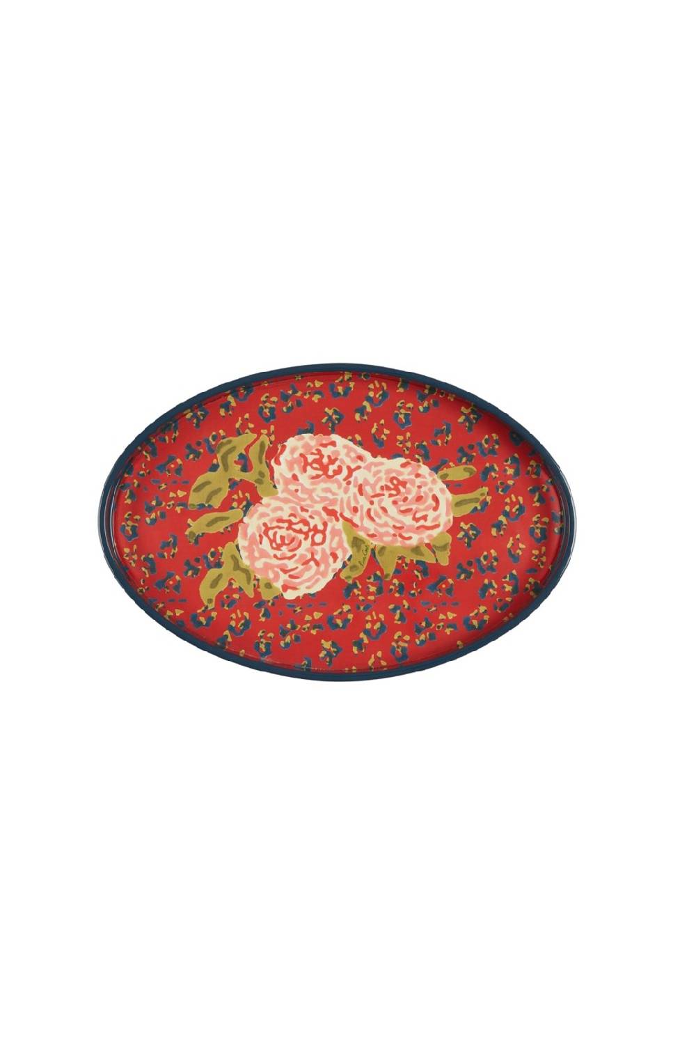 Lisa Corti vassoio ovale leopard flower red