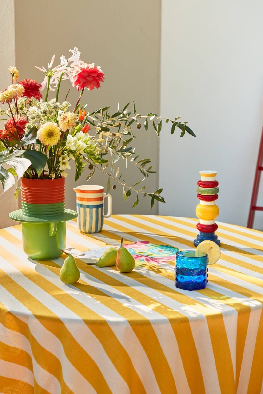 Lisa Corti telo cotone 140x240cm la veste x lisa corti nizam stripes sun yellow natural Negozi Online