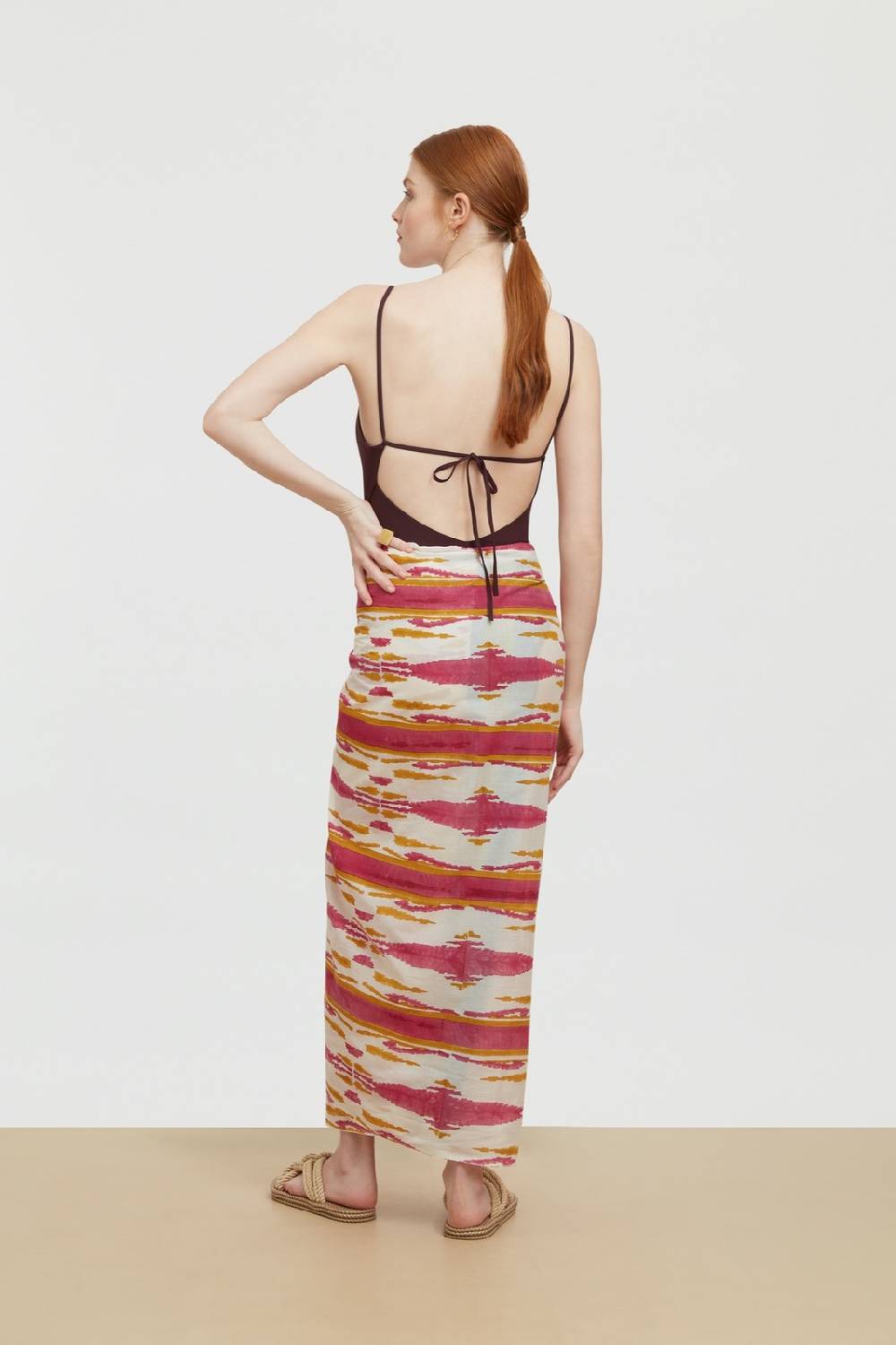Lisa Corti pareo arabesque flame aubergine gold In Saldo