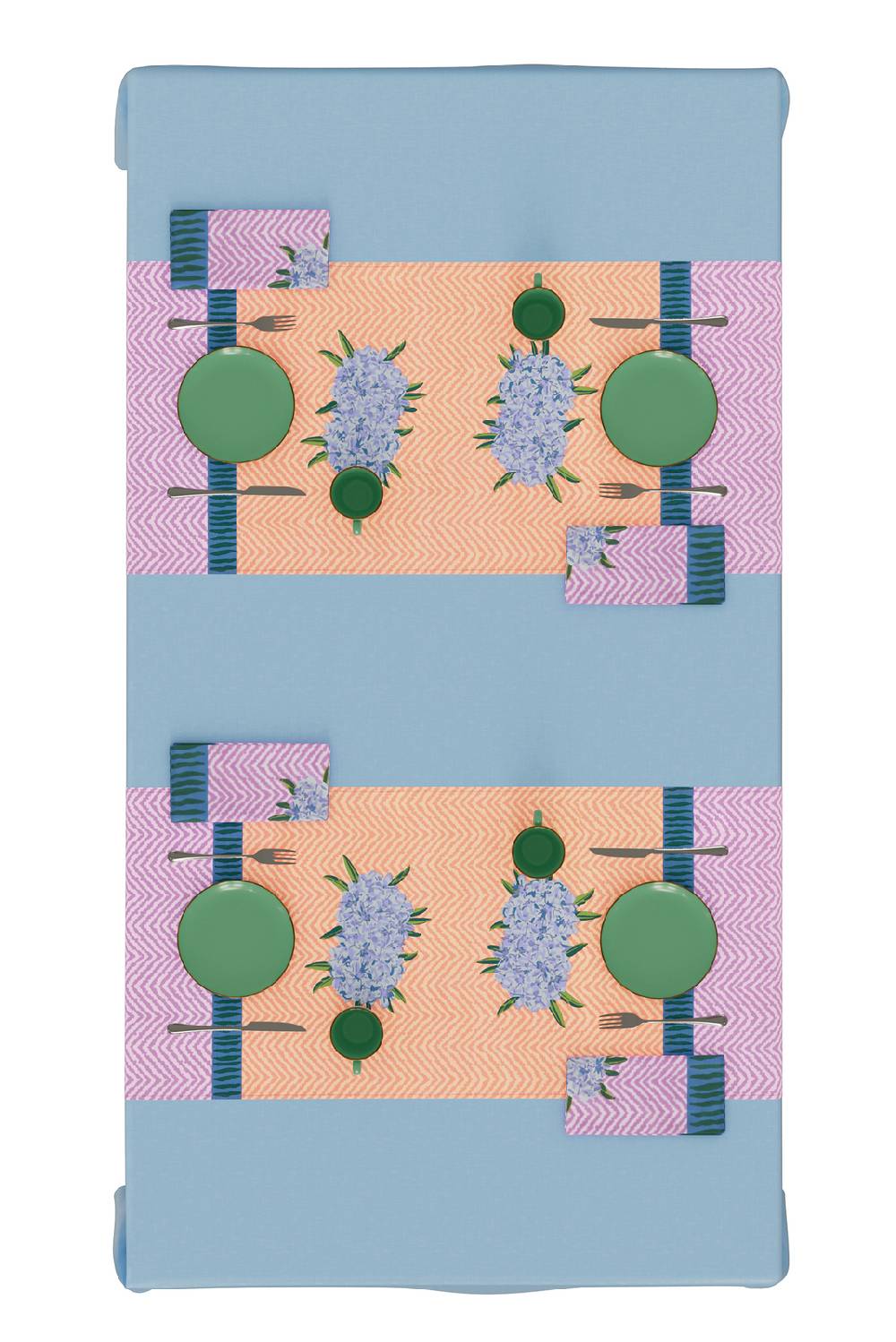 Lisa Corti tovaglietta doppia cotone 50x150cm oleander lilac Promozione