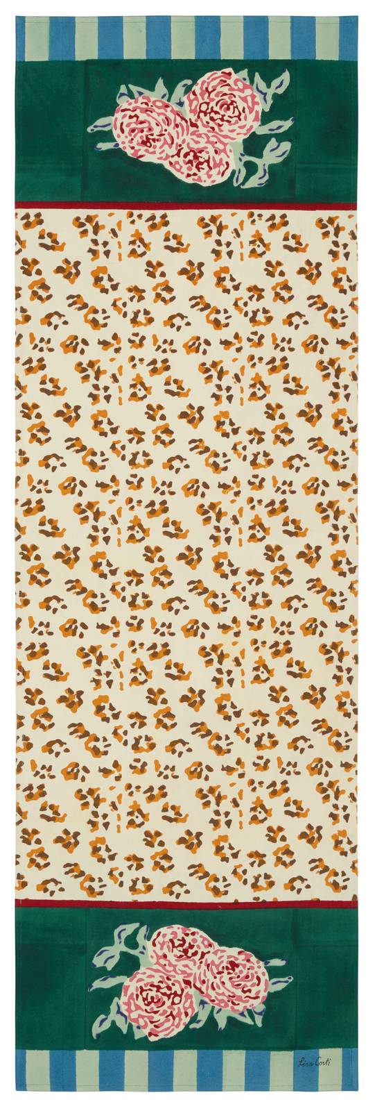 Lisa Corti tovaglietta doppia cotone 50x150cm leopard stripes green