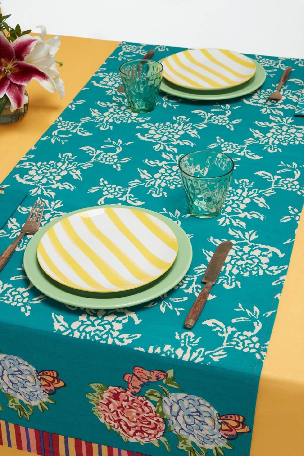 Lisa Corti tovaglietta doppia cotone 50x150cm kandem queen green Acquista Ora