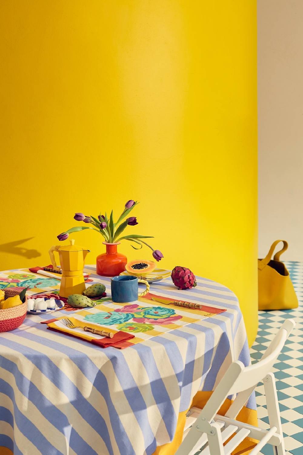 Lisa Corti tovagliolo cotone 50x50cm la veste x lisa corti nizam stripes sun yellow natural Presa