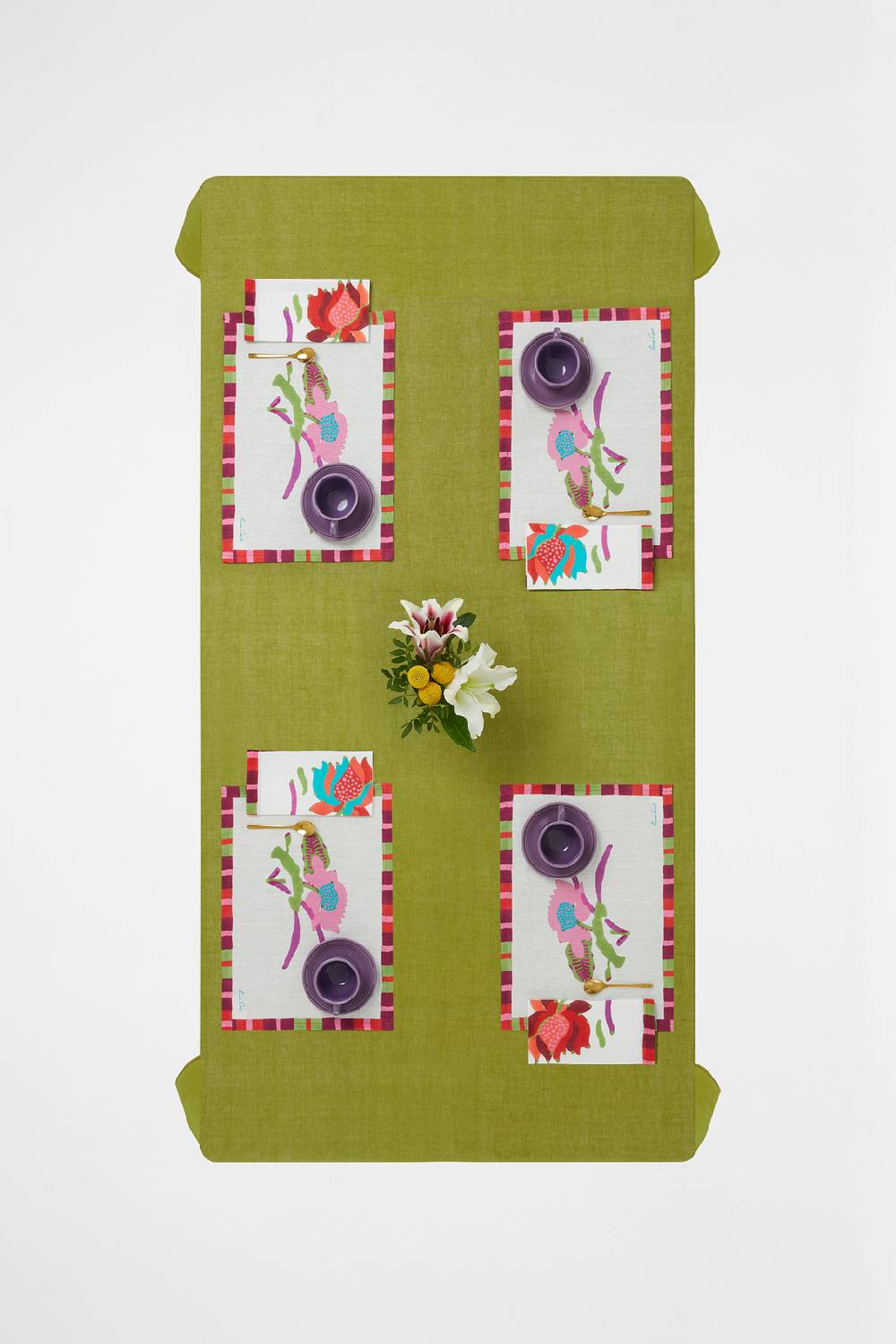 Lisa Corti tovagliolo lino 50x50cm japanese white red pink Offerte